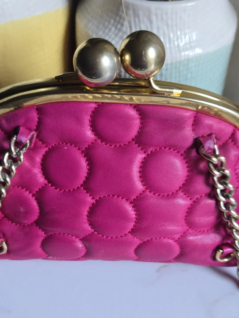 Rare Vintage Moschino Kisslock Pink Quilted Leather Shoulder Bag & Backpack